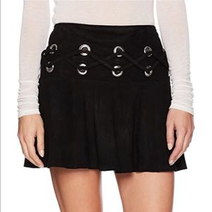 Parker Black Metal Loop Ring Milos Suede Skirt